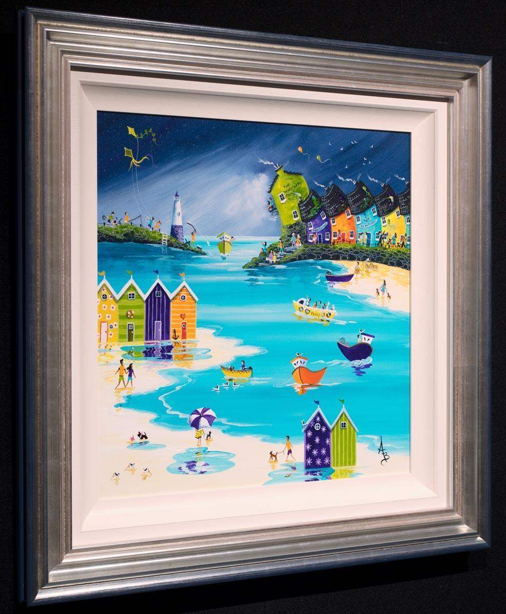 Stormy Skies and Jewel Bright Beach Huts - SOLD by artist Anne Blundell - Wyecliffe Galleries