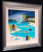 Stormy Skies and Jewel Bright Beach Huts - SOLD by artist Anne Blundell - Wyecliffe Galleries