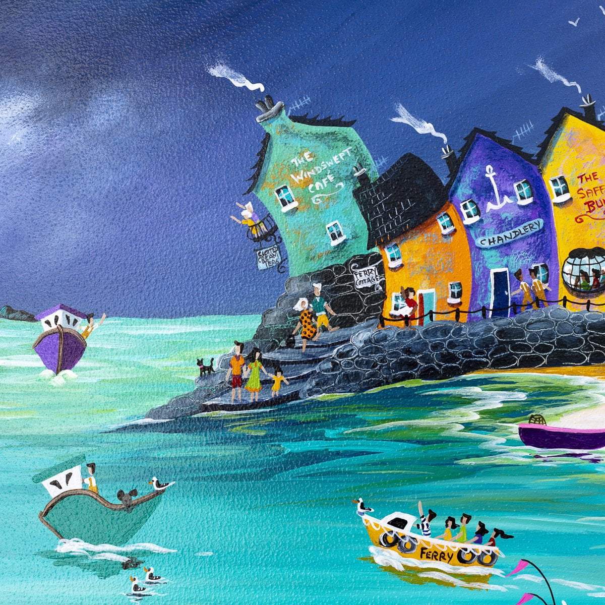 Stormy Skies and Jewelled Beach Huts - Original - SOLD