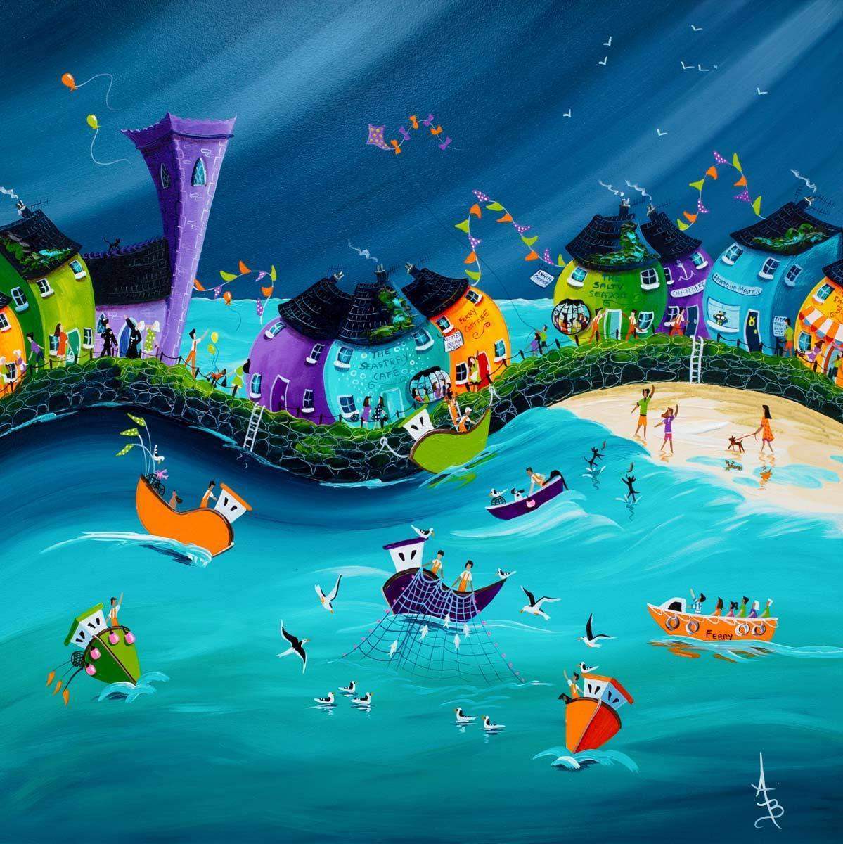 Stormy Skies and Salty Seadogs - Original - SOLD by artist Anne Blundell - Wyecliffe Galleries