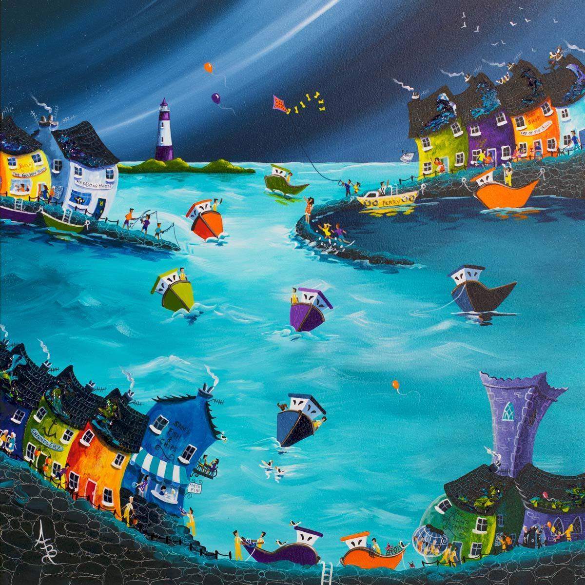 Stormy Skies Safe Harbour - Original - SOLD by artist Anne Blundell - Wyecliffe Galleries
