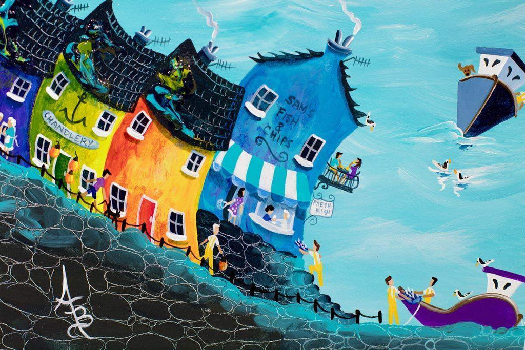 Stormy Skies Safe Harbour - Original - SOLD by artist Anne Blundell - Wyecliffe Galleries