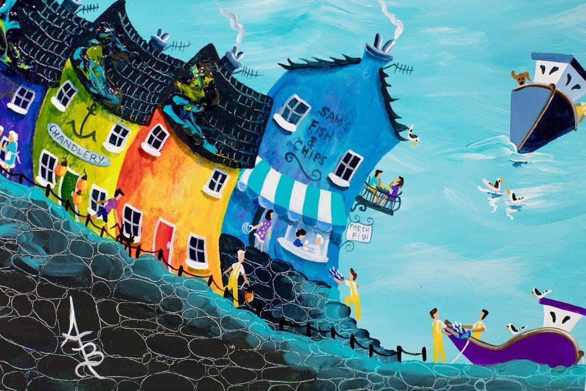 Stormy Skies Safe Harbour - Original - SOLD by artist Anne Blundell - Wyecliffe Galleries