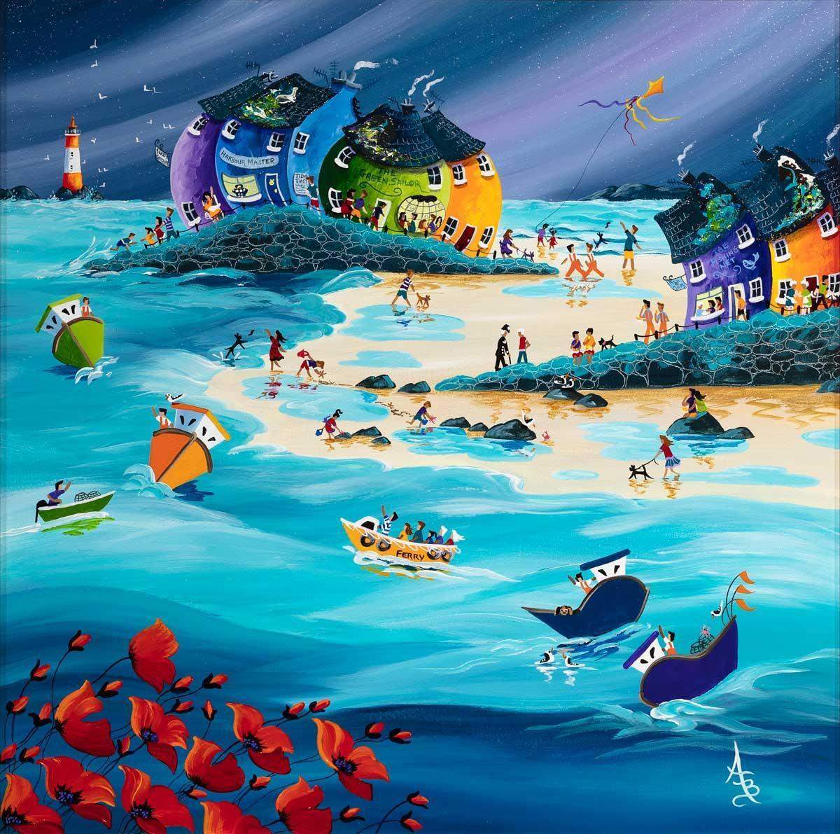 Stormy Skies Scarlet Poppies - Original - SOLD by artist Anne Blundell - Wyecliffe Galleries