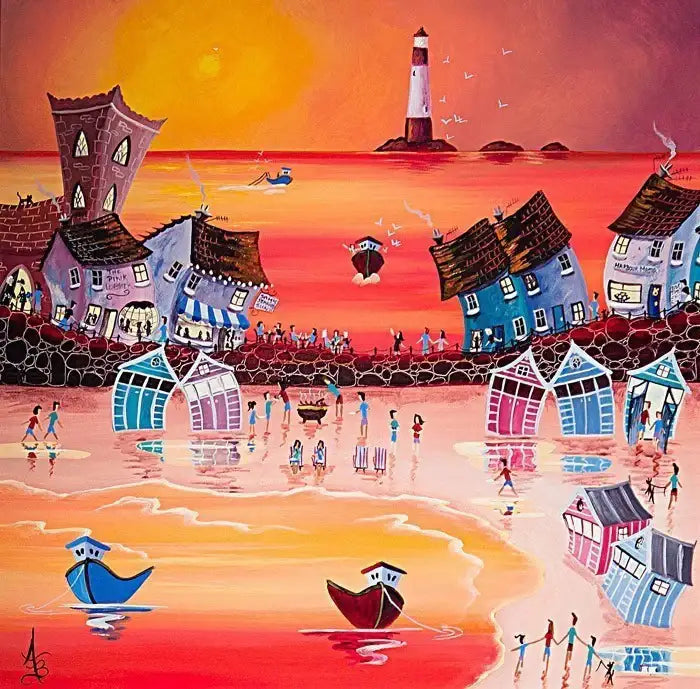 Sunset Beach Barbeque - SOLD by artist Anne Blundell - Wyecliffe Galleries