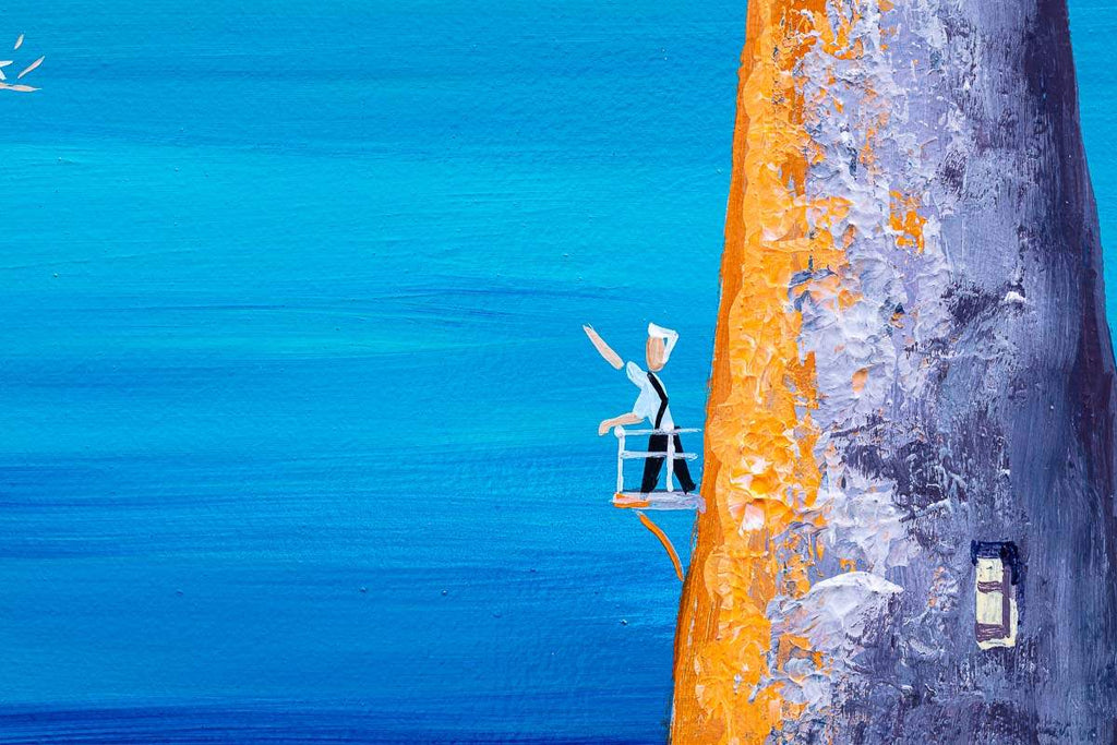 Sunset Puffins - Original SOLD by artist Anne Blundell - Wyecliffe Galleries