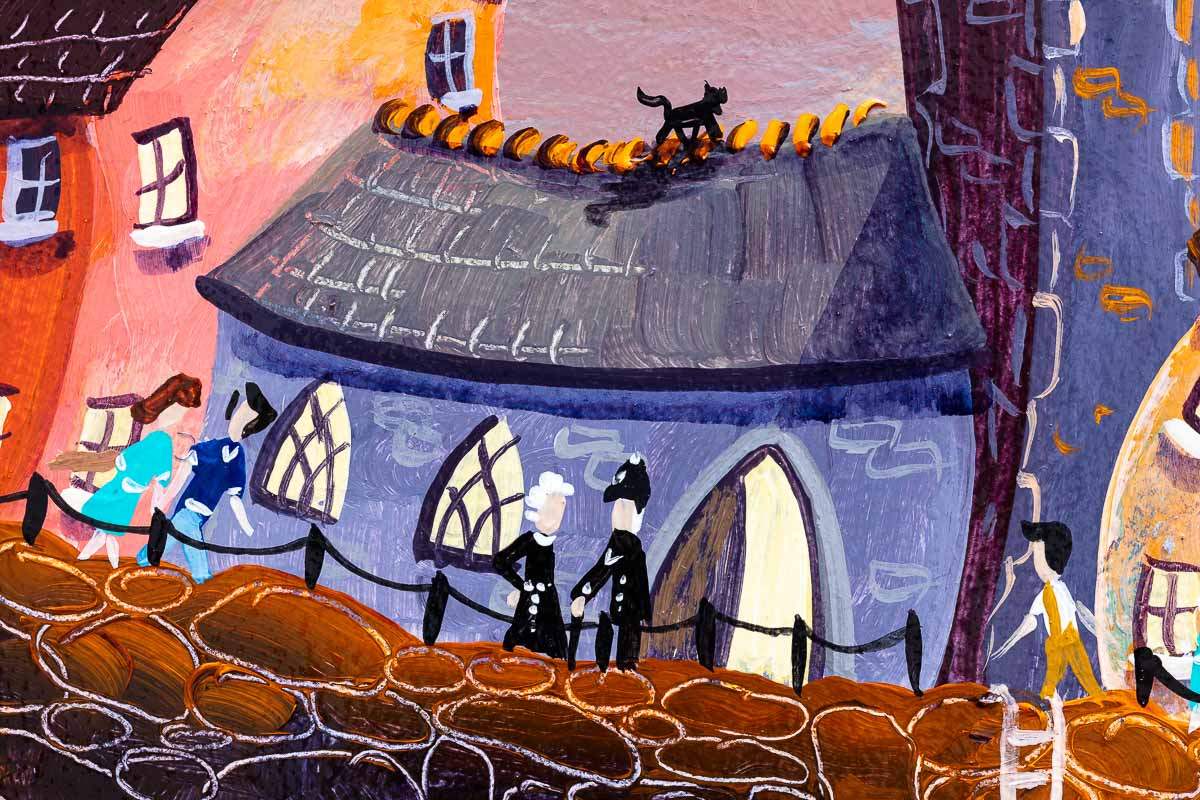 Sunset Puffins - Original SOLD by artist Anne Blundell - Wyecliffe Galleries