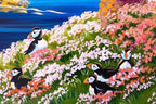 Sunset Puffins - Original SOLD by artist Anne Blundell - Wyecliffe Galleries