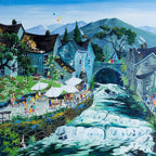 The Giggling Goose Cafe - SOLD by artist Anne Blundell - Wyecliffe Galleries