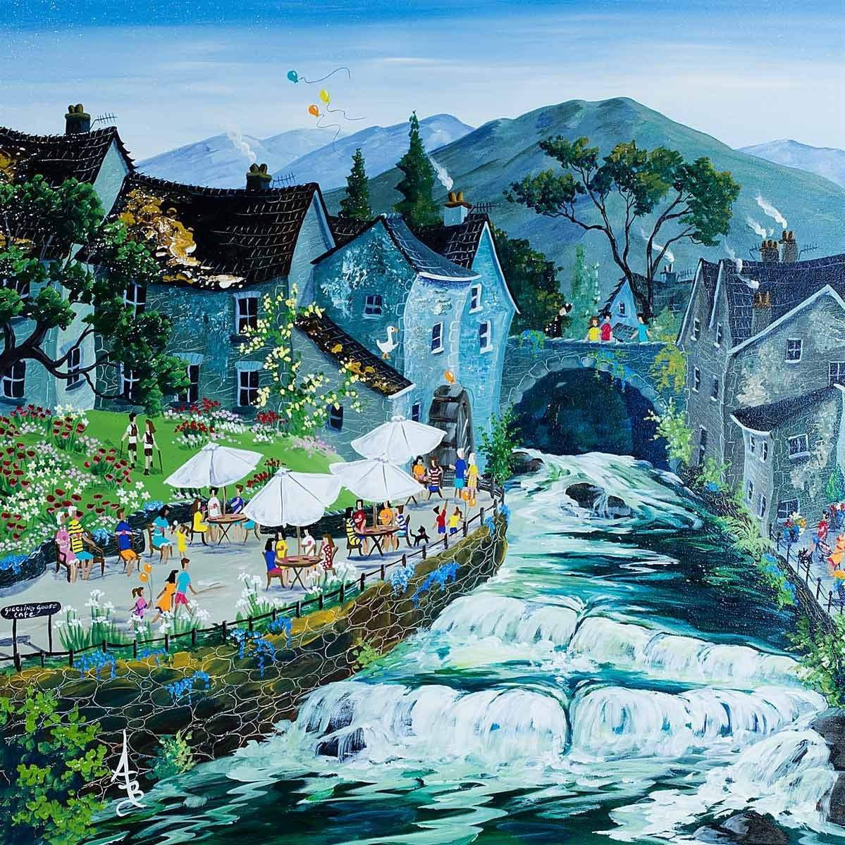 The Giggling Goose Cafe - SOLD by artist Anne Blundell - Wyecliffe Galleries