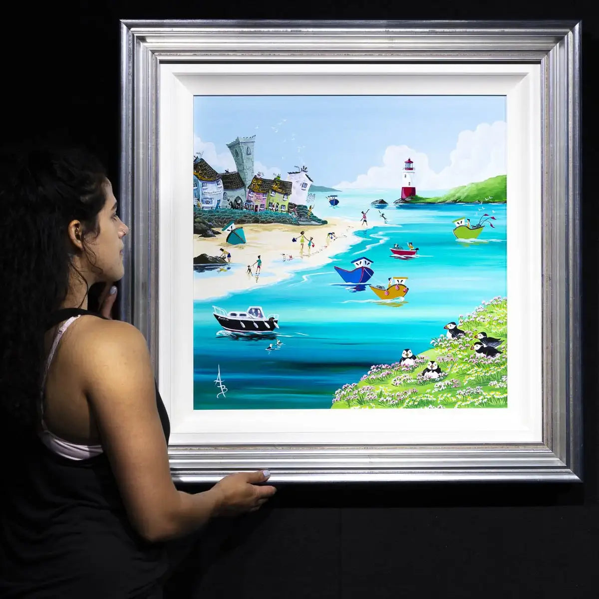 Thrifty Puffins - Original - SOLD by artist Anne Blundell - Wyecliffe Galleries