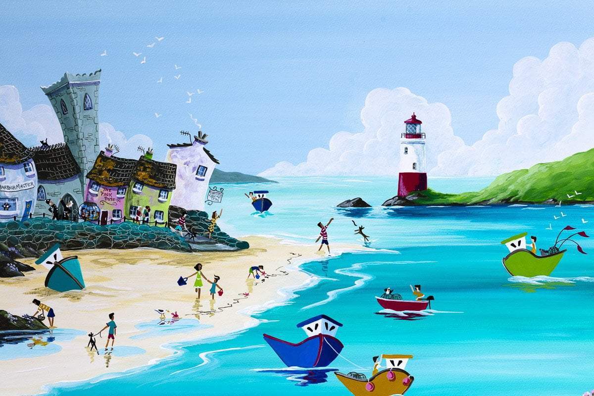 Thrifty Puffins - Original - SOLD by artist Anne Blundell - Wyecliffe Galleries