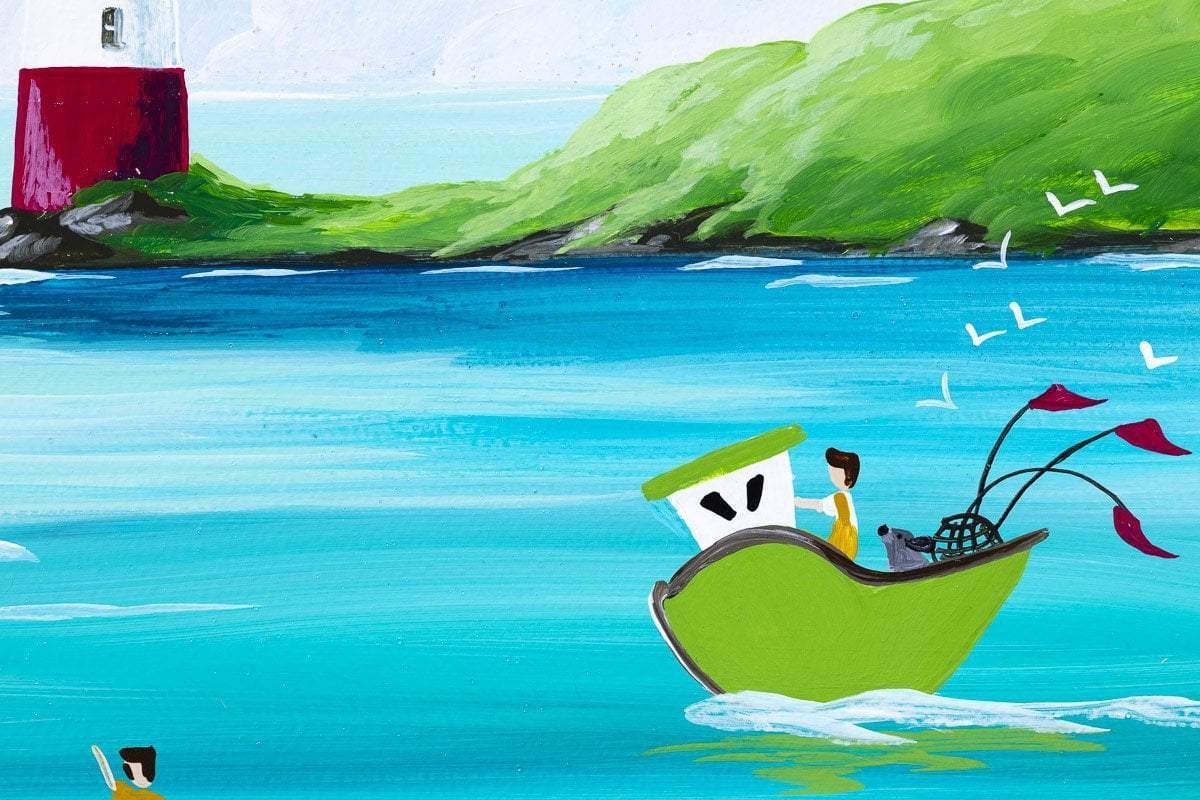 Thrifty Puffins - Original - SOLD by artist Anne Blundell - Wyecliffe Galleries