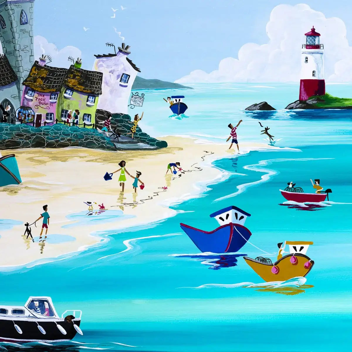 Thrifty Puffins - Original - SOLD by artist Anne Blundell - Wyecliffe Galleries