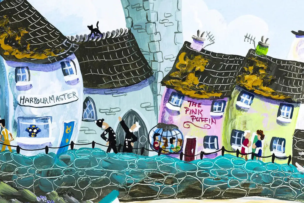 Thrifty Puffins - Original - SOLD by artist Anne Blundell - Wyecliffe Galleries