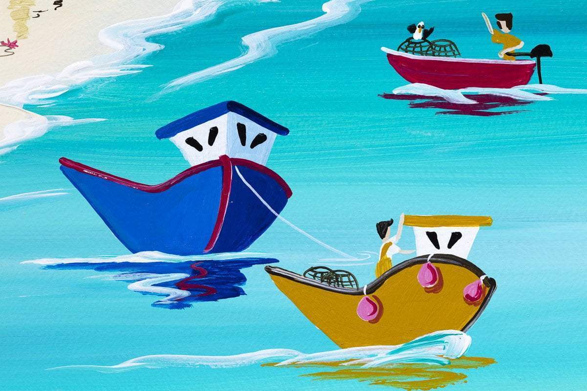 Thrifty Puffins - Original - SOLD by artist Anne Blundell - Wyecliffe Galleries