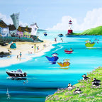 Thrifty Puffins - Original - SOLD by artist Anne Blundell - Wyecliffe Galleries