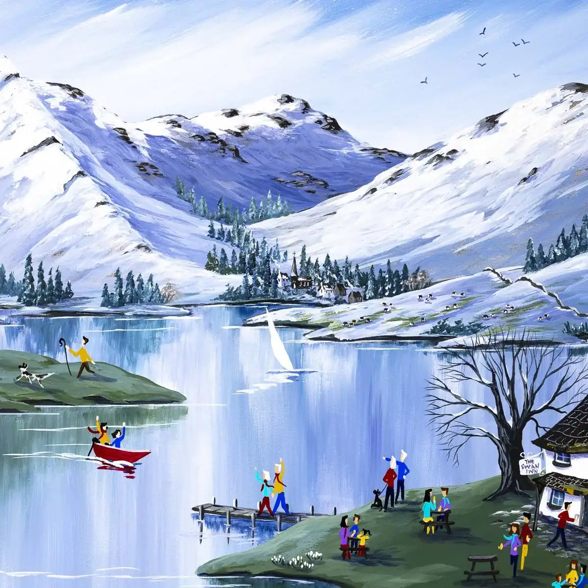 Through the Snowdrops to the Swan - Original - SOLD by artist Anne Blundell - Wyecliffe Galleries