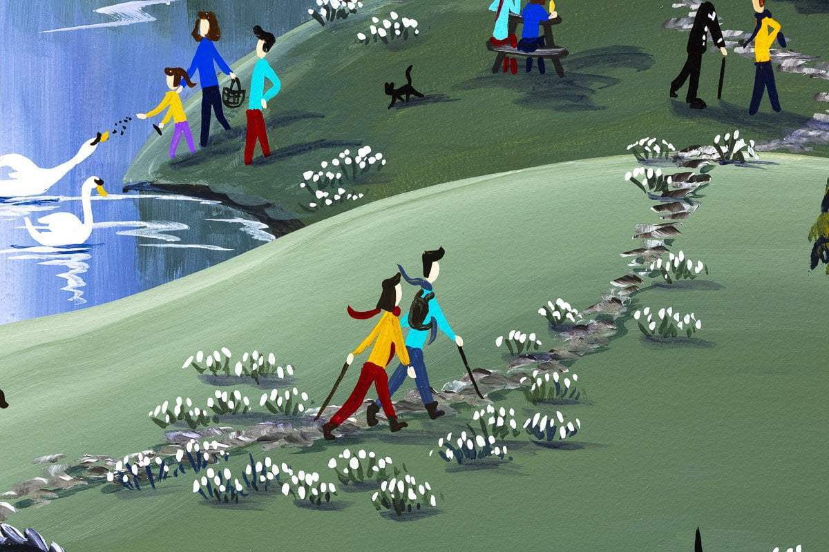 Through the Snowdrops to the Swan - Original - SOLD by artist Anne Blundell - Wyecliffe Galleries