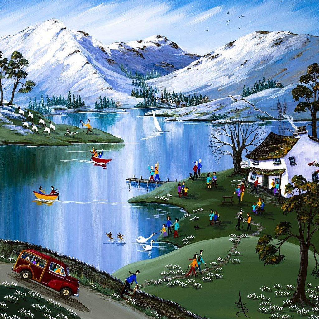 Through the Snowdrops to the Swan - Original - SOLD by artist Anne Blundell - Wyecliffe Galleries