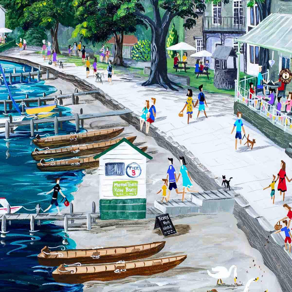 Waterhead Cafe Ambleside - Original - SOLD by artist Anne Blundell - Wyecliffe Galleries