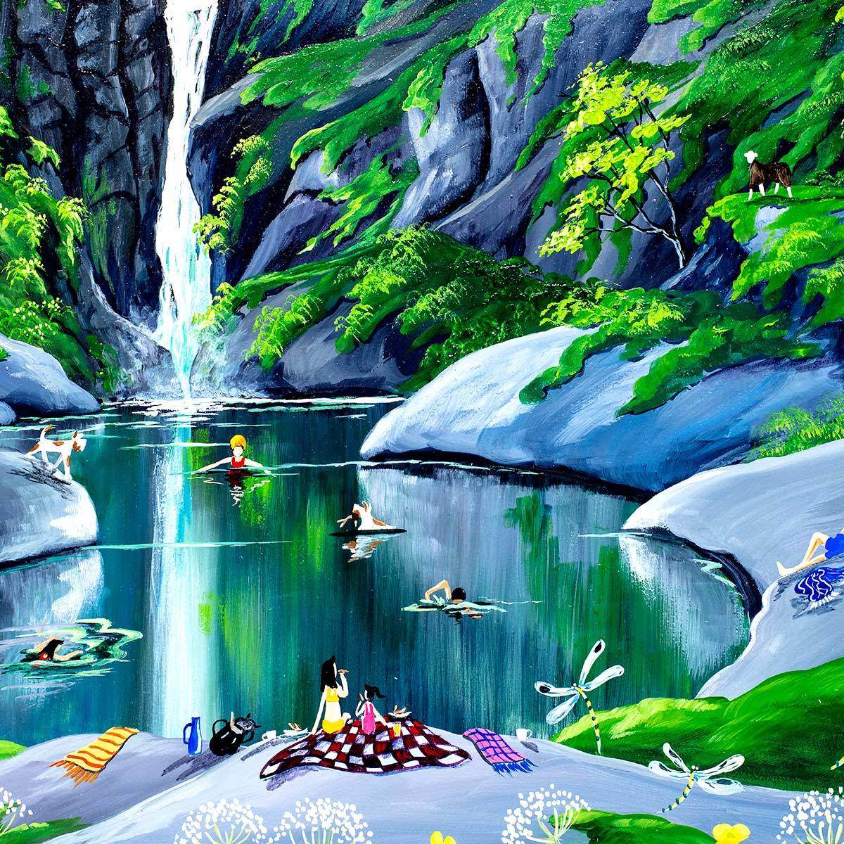 Wild Swimmers - SOLD by artist Anne Blundell - Wyecliffe Galleries