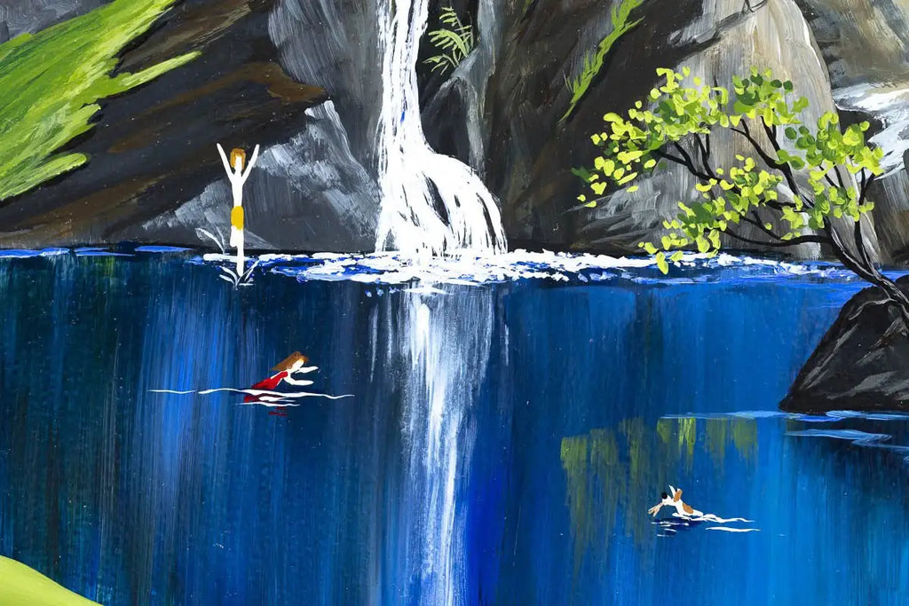 Wild Swimming in the Fells - Original - SOLD by artist Anne Blundell - Wyecliffe Galleries