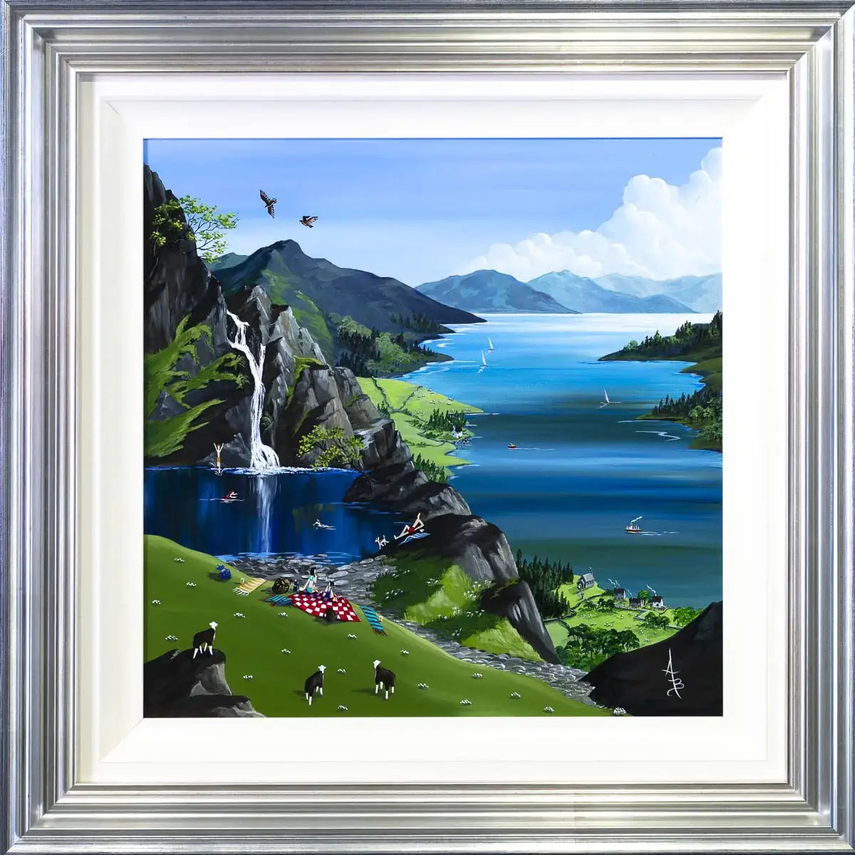Wild Swimming in the Fells - Original - SOLD by artist Anne Blundell - Wyecliffe Galleries