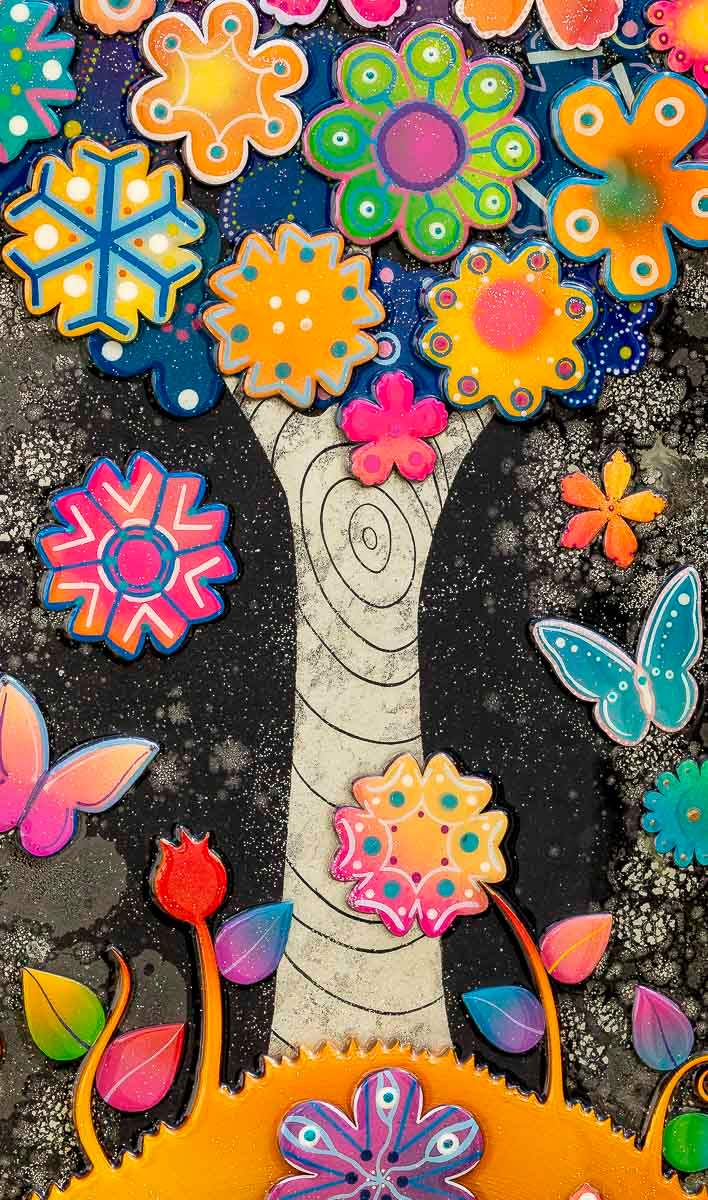 Technicolour Tree - Original - SOLD by artist Beatriz - Wyecliffe Galleries