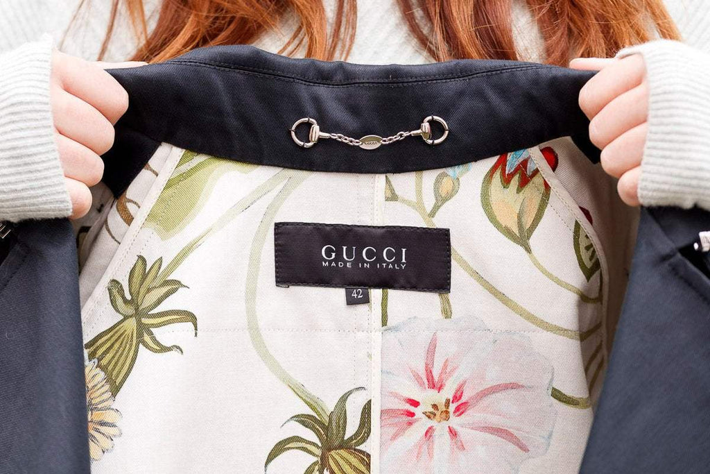 A Fragment of Your Imagination - Original Gucci Trench by artist Becky Smith - Wyecliffe Galleries