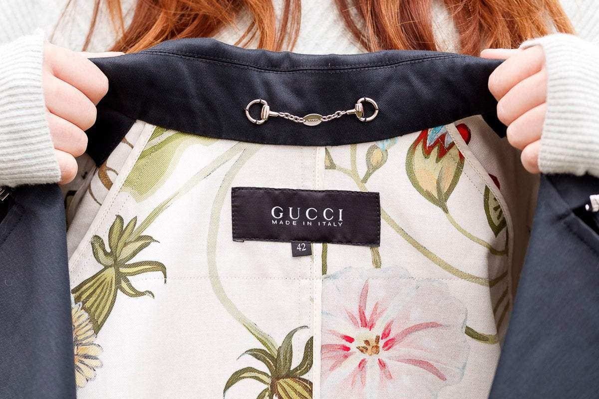 A Fragment of Your Imagination - Original Gucci Trench by artist Becky Smith - Wyecliffe Galleries