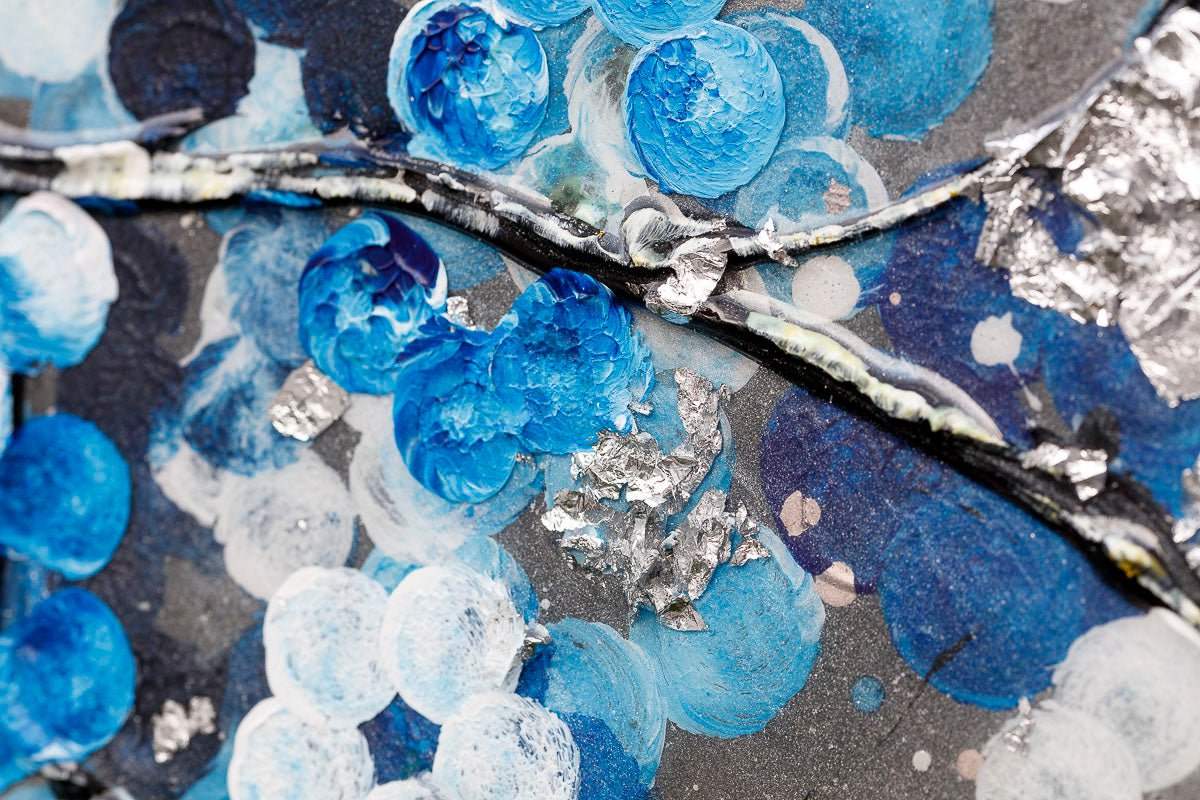 Blooming in Blues - Original - SOLD by artist Becky Smith - Wyecliffe Galleries