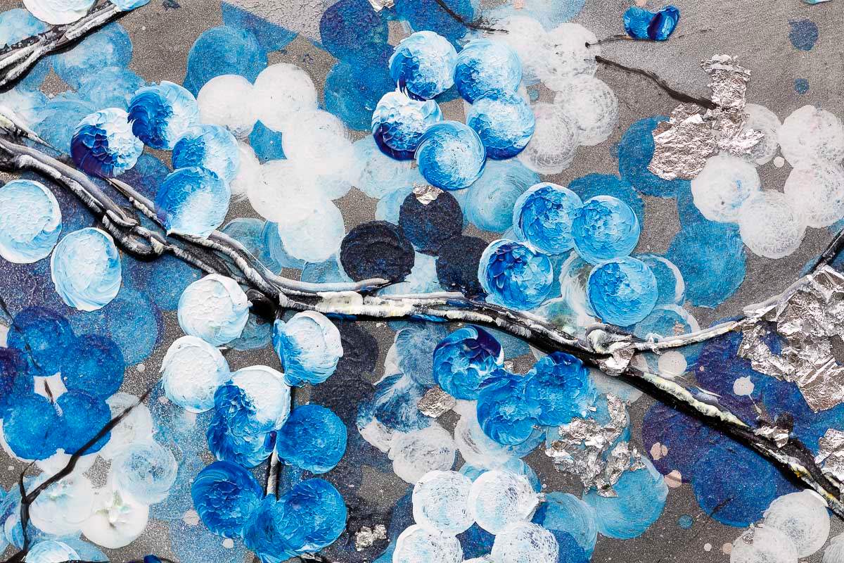 Blooming in Blues - Original - SOLD by artist Becky Smith - Wyecliffe Galleries