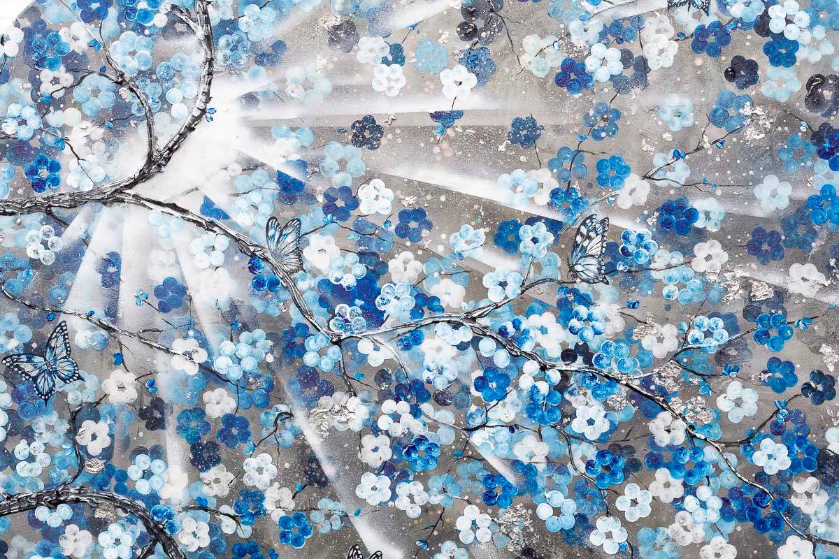 Blooming in Blues - Original - SOLD by artist Becky Smith - Wyecliffe Galleries