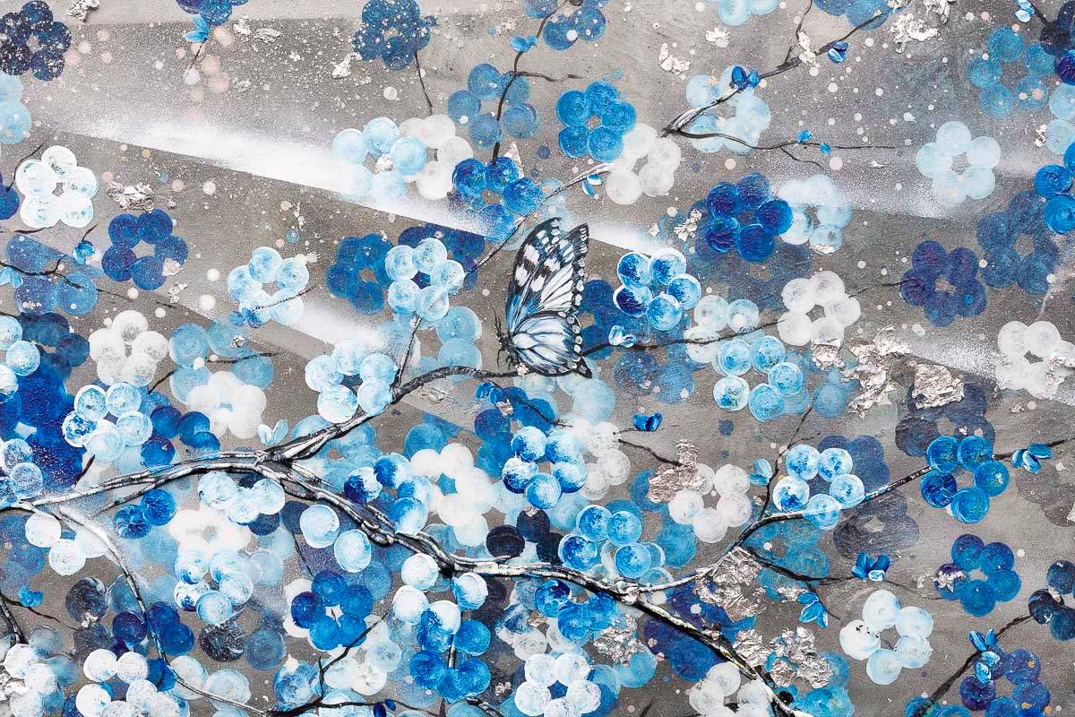Blooming in Blues - Original - SOLD by artist Becky Smith - Wyecliffe Galleries