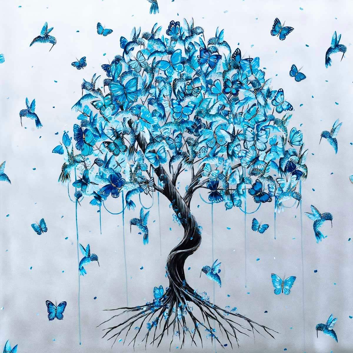 Blossoming in Blues - Original by artist Becky Smith - Wyecliffe Galleries