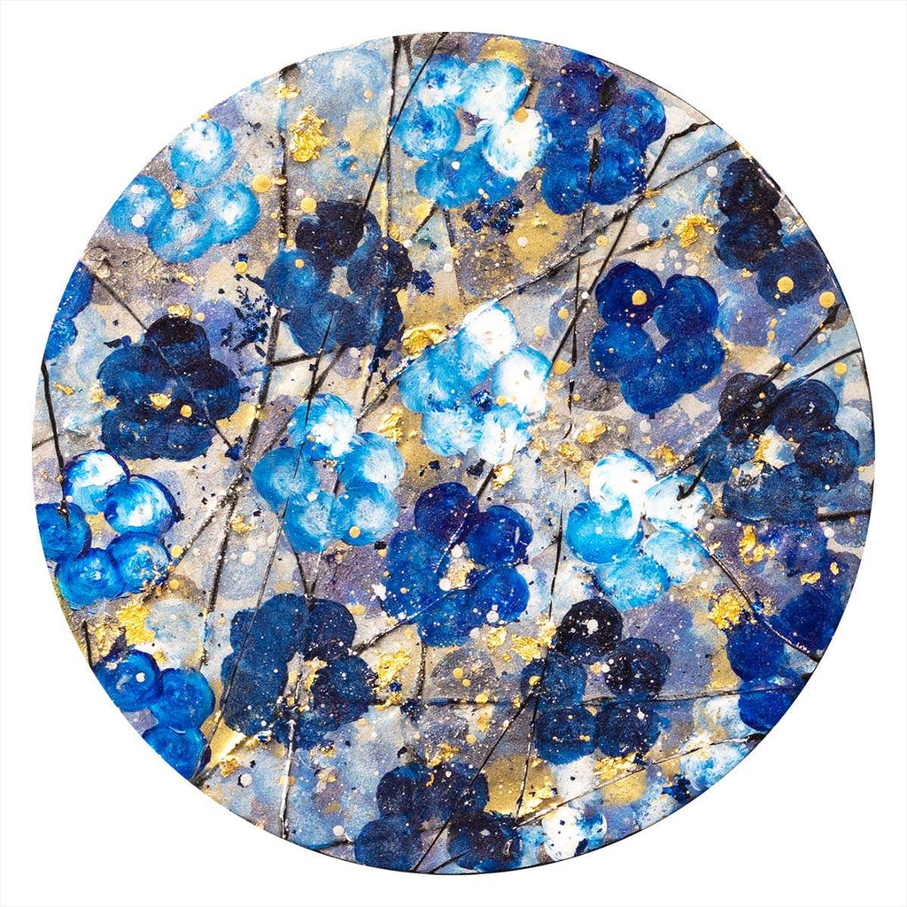 Blue Blossom - Triptych - Original - SOLD by artist Becky Smith - Wyecliffe Galleries