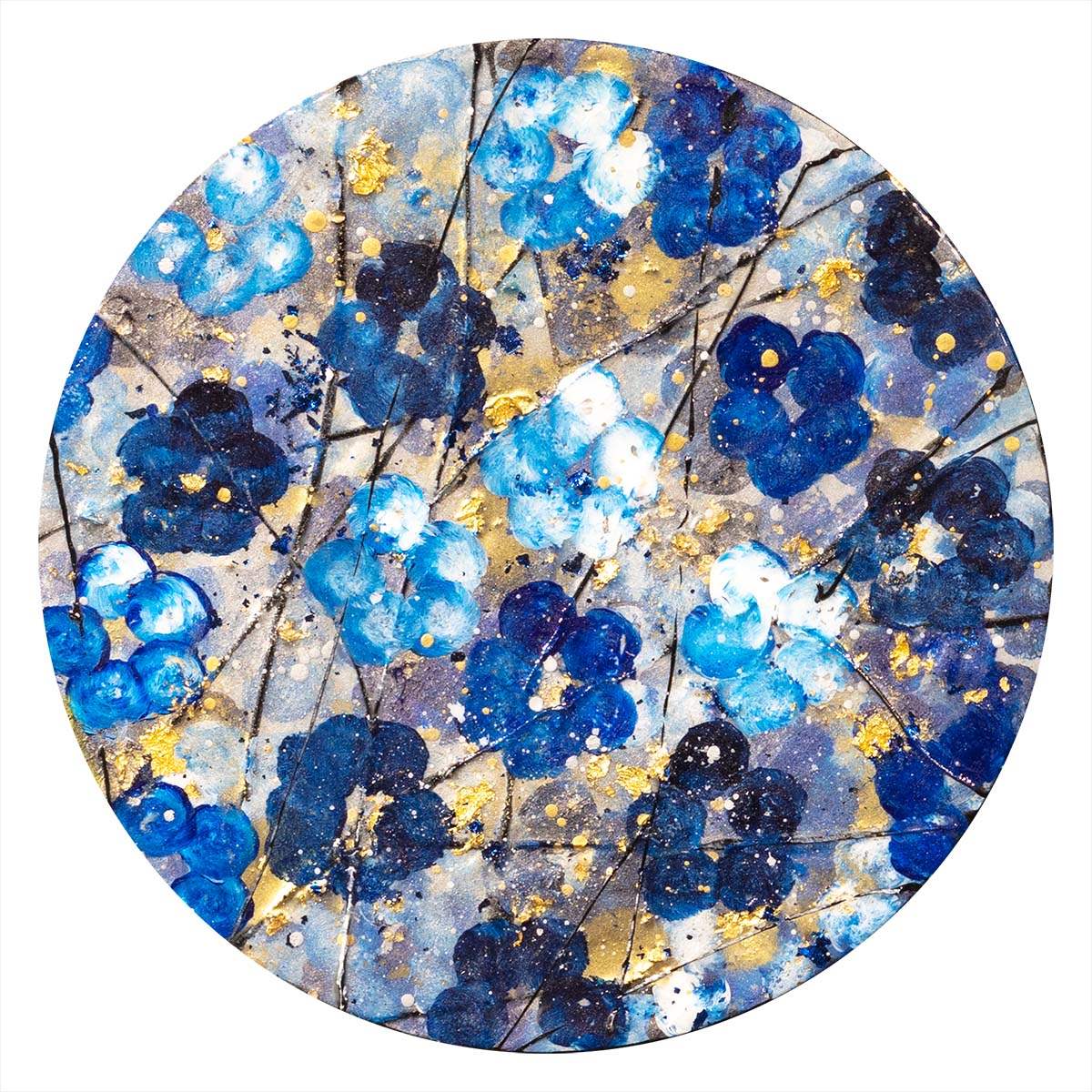 Blue Blossom - Triptych - Original - SOLD by artist Becky Smith - Wyecliffe Galleries