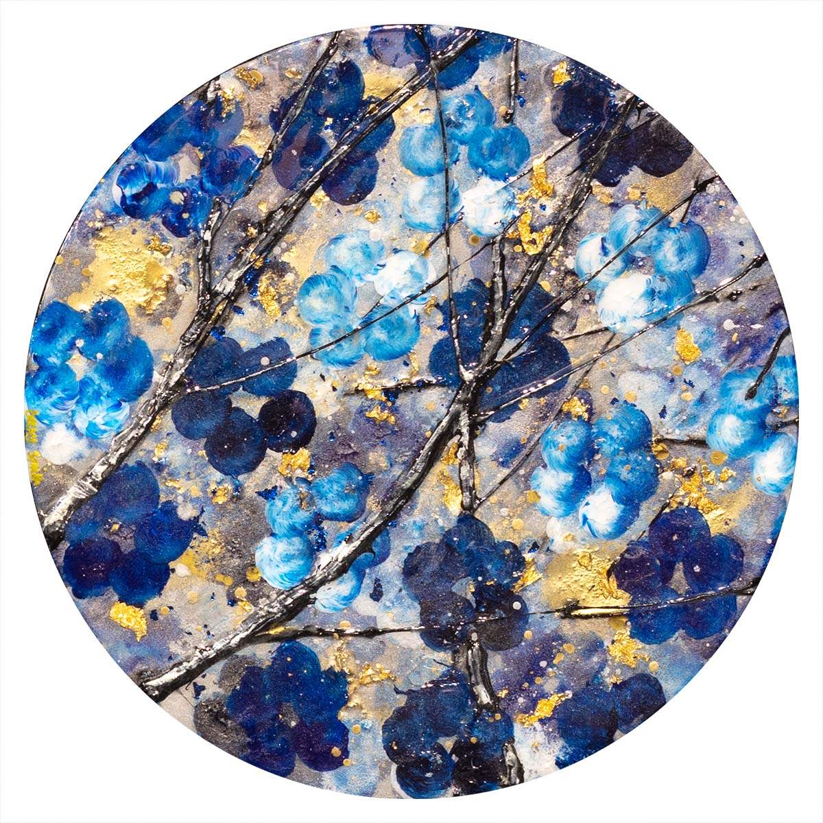 Blue Blossom - Triptych - Original - SOLD by artist Becky Smith - Wyecliffe Galleries