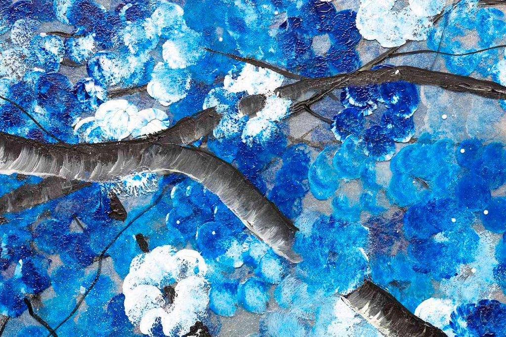 Blues in Bloom - Original - SOLD by artist Becky Smith - Wyecliffe Galleries