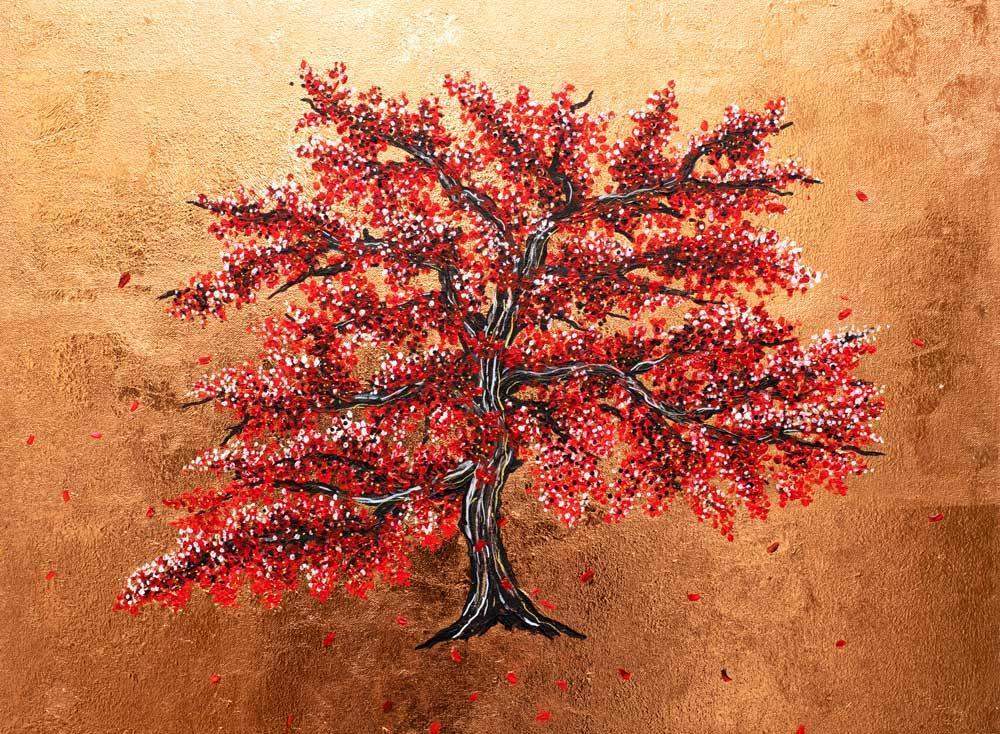 Crimson Blossom - Original - SOLD by artist Becky Smith - Wyecliffe Galleries