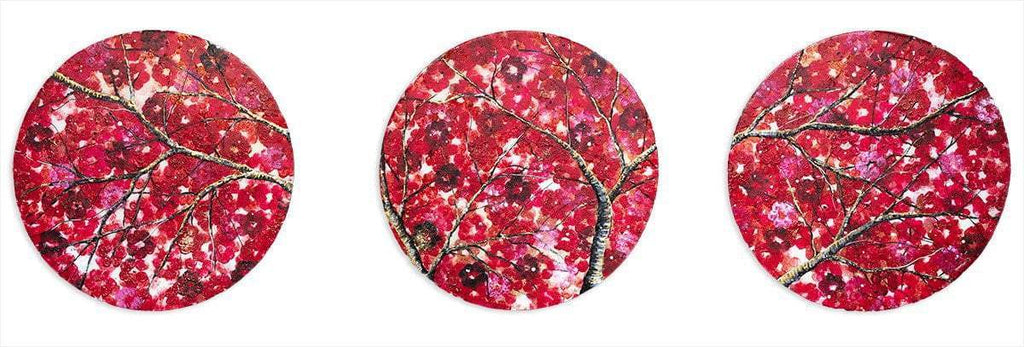 Crimson Blossom Set - Original - SOLD by artist Becky Smith - Wyecliffe Galleries