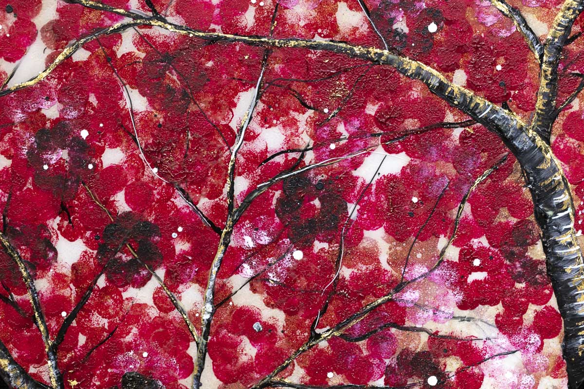 Crimson Blossom Set - Original Becky Smith Framed