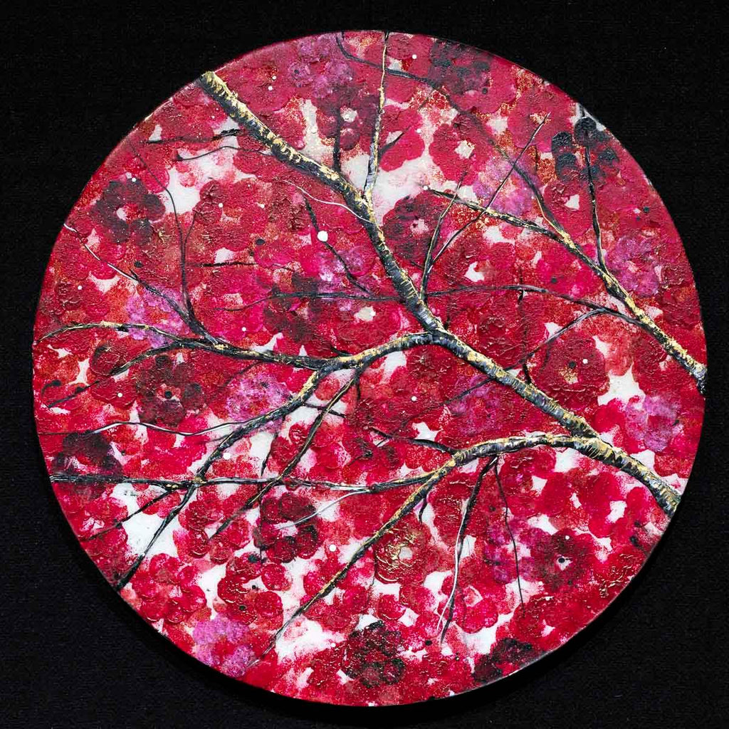 Crimson Blossom Set - Original - SOLD by artist Becky Smith - Wyecliffe Galleries