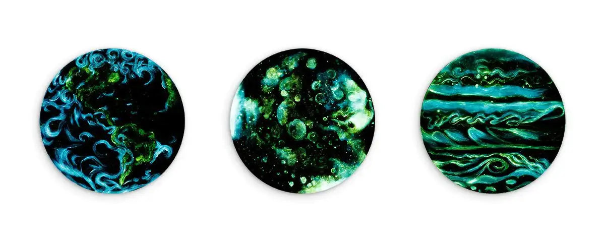 Earth, Mars and Jupiter Set - Original - SOLD by artist Becky Smith - Wyecliffe Galleries