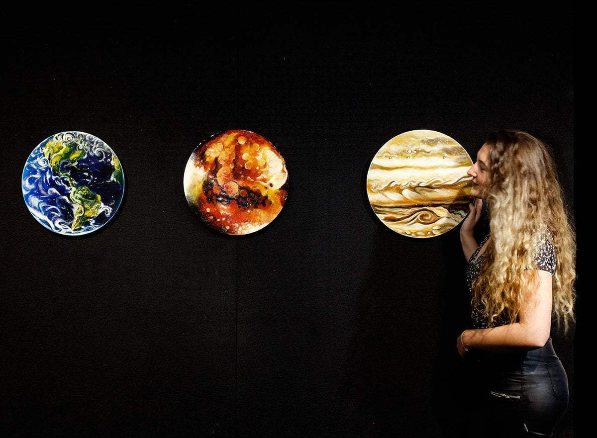 Earth, Mars and Jupiter Set - Original - SOLD by artist Becky Smith - Wyecliffe Galleries