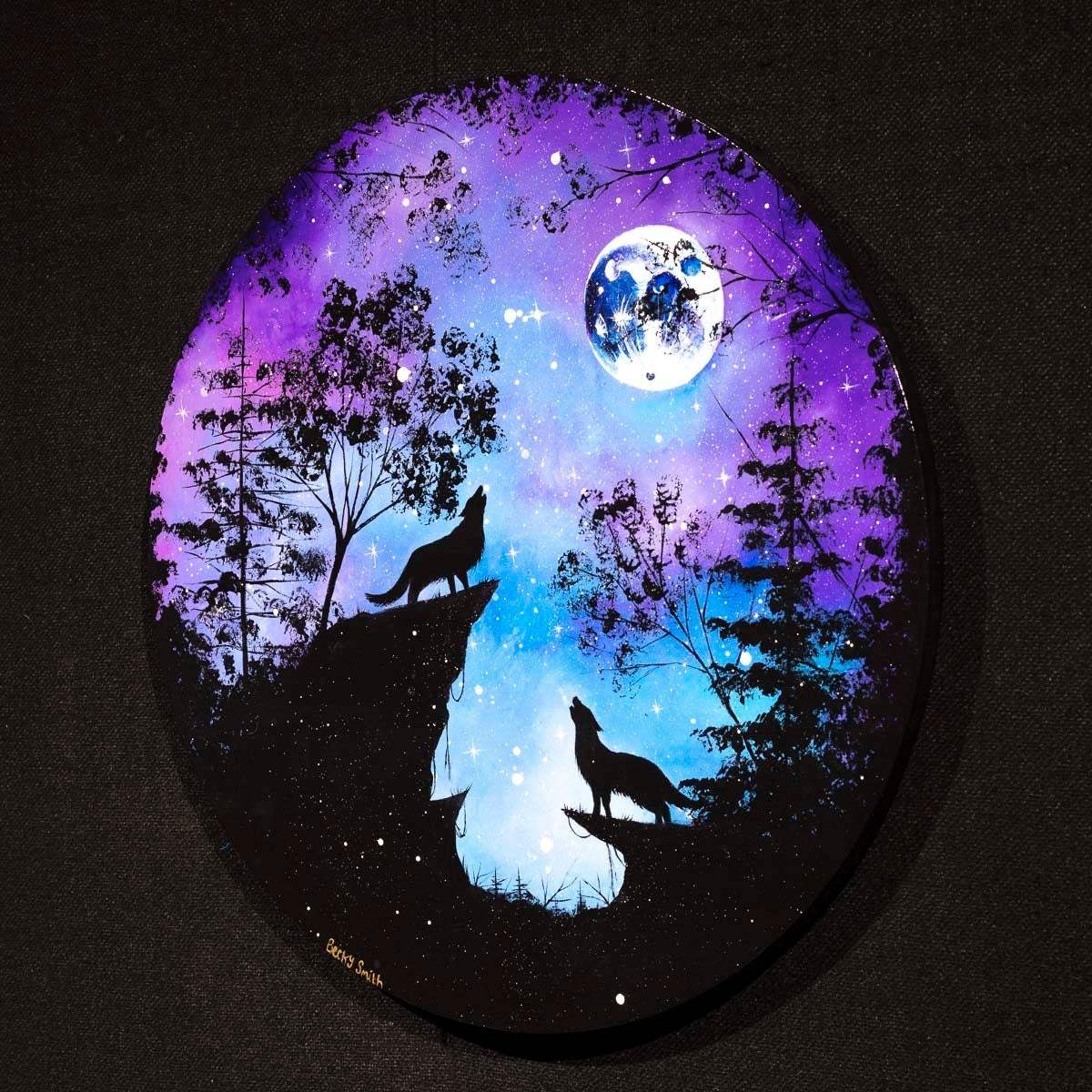 Howling At The Moon - Original - SOLD by artist Becky Smith - Wyecliffe Galleries