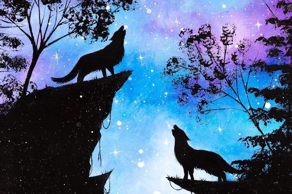 Howling At The Moon - Original - SOLD by artist Becky Smith - Wyecliffe Galleries