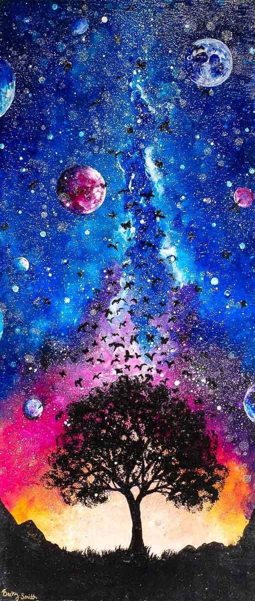 Into The Night Sky - Original - SOLD by artist Becky Smith - Wyecliffe Galleries