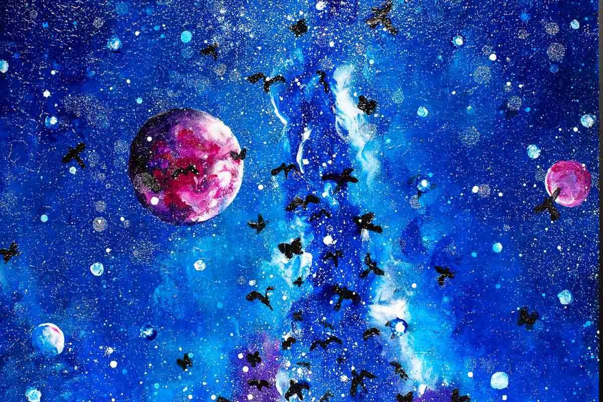 Into The Night Sky - Original - SOLD by artist Becky Smith - Wyecliffe Galleries